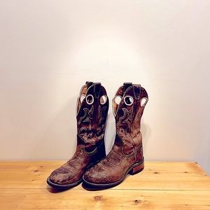 BOULET western cowboy boots, full round toes, brown leather women’s 5.